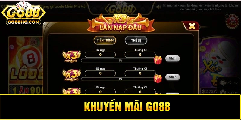 Thưởng 100% nạp lần đầu cho người chơi mới tại Go88